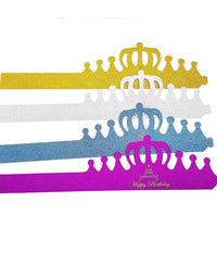 Set 4 Pezzi Corona Principessa Glitter In Carta Cappello Corone Happy Birthday         