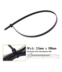 Set 60 Pz Fascette Cavi Cavo Nero Stringenti In Plastica Nylon 2.5x100 Mm 92379         