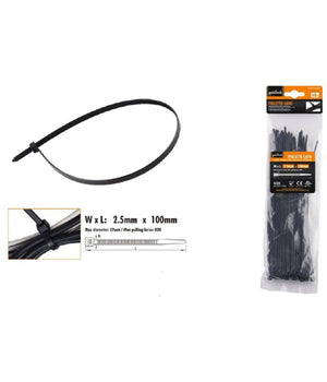 Set 60 Pz Fascette Cavi Cavo Nero Stringenti In Plastica Nylon 2.5x100 Mm 92379         