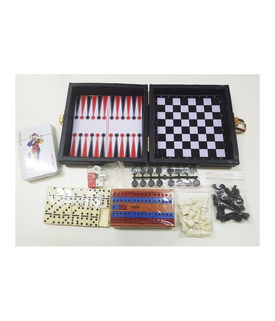 Set 6in1 Scacchi Dama Domino Backgammn Giochi Da Tavolo Societa' Viaggio Travel         