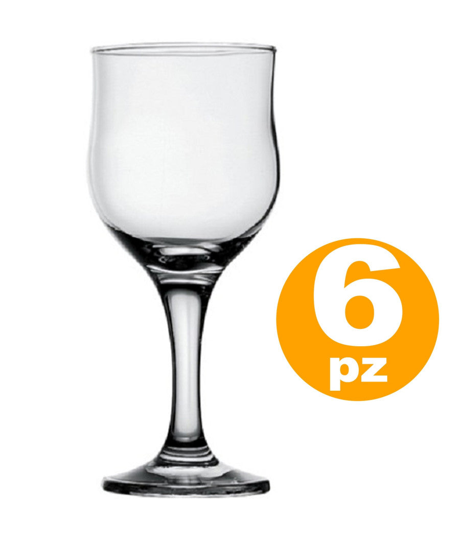 Set 6pz Calici Calice Tulipe In Vetro 24cl Bicchieri Per Acqua Vino Rosso Bianco         