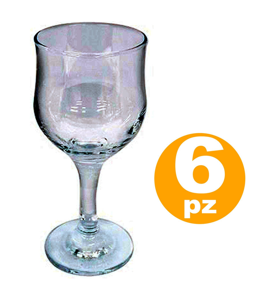 Set 6pz Calici Tulipe Vetro 20cl Trasparente Bicchieri Acqua Vino Rosso Bianco         
