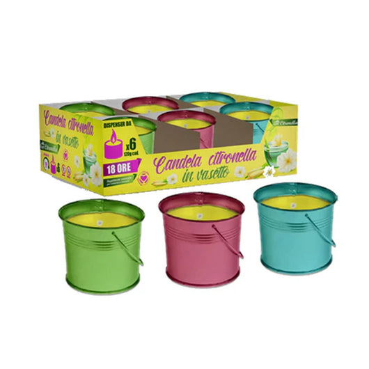 Trade Shop - Set 6pz Candela Profumata Alla Citronella Vasetto In Metallo Repellente Zanzare 032626 -