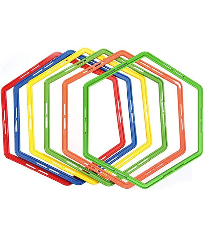 Set 6pz Cerchi Piatti Allenamento Agilità  Esagonale Per Calcio Fitness Da 50cm         