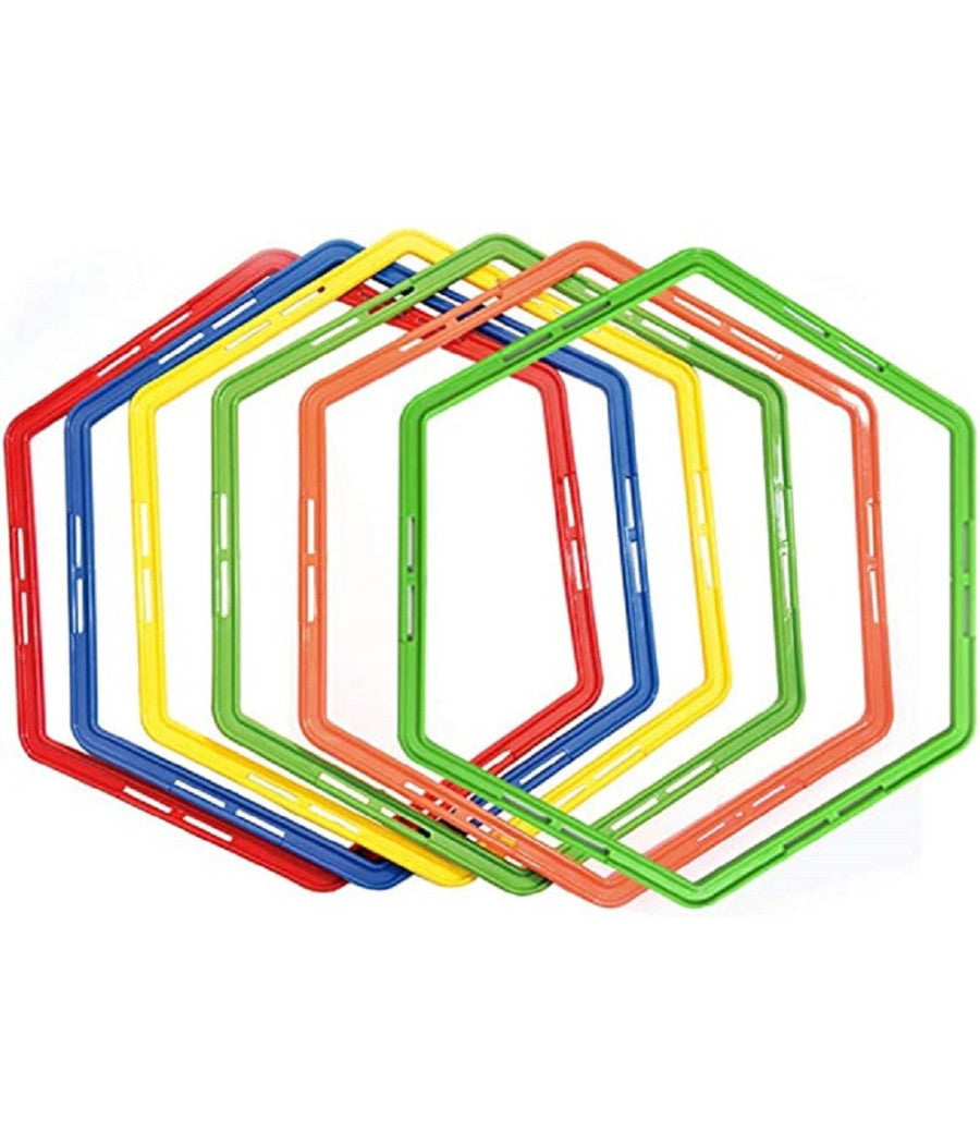 Set 6pz Cerchi Piatti Allenamento Agilità  Esagonale Per Calcio Fitness Da 50cm         