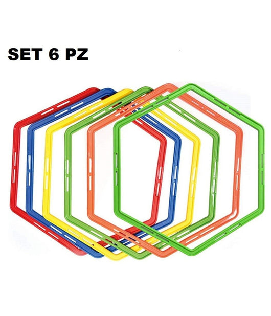 Set 6pz Cerchi Piatti Allenamento Agilità  Esagonale Per Calcio Fitness Da 50cm         
