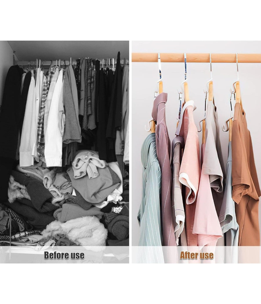 Set 6pz Connettore Appendiabiti Collegamento Ganci Grucce Appendini Salvaspazio 87355         