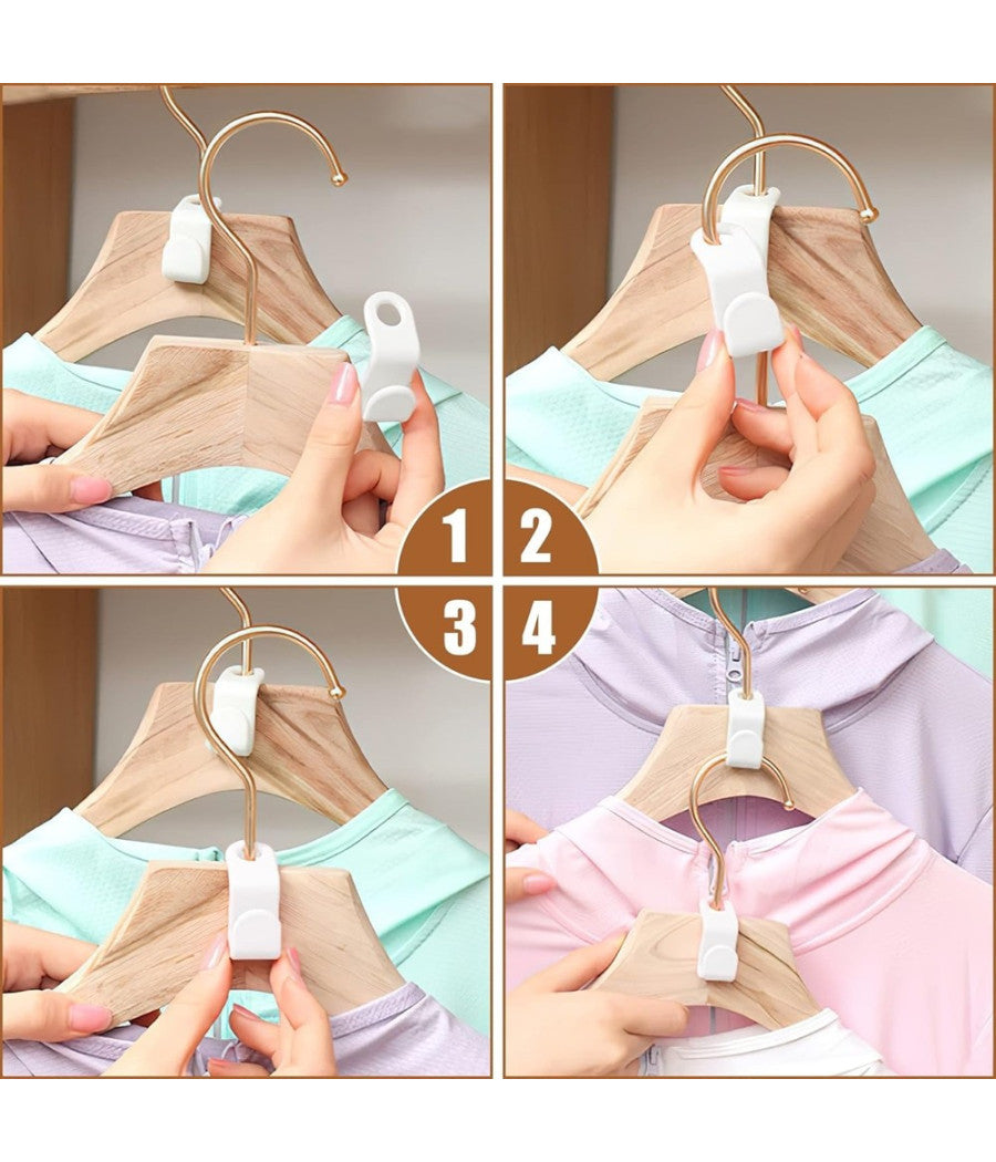 Set 6pz Connettore Appendiabiti Collegamento Ganci Grucce Appendini Salvaspazio 87355         