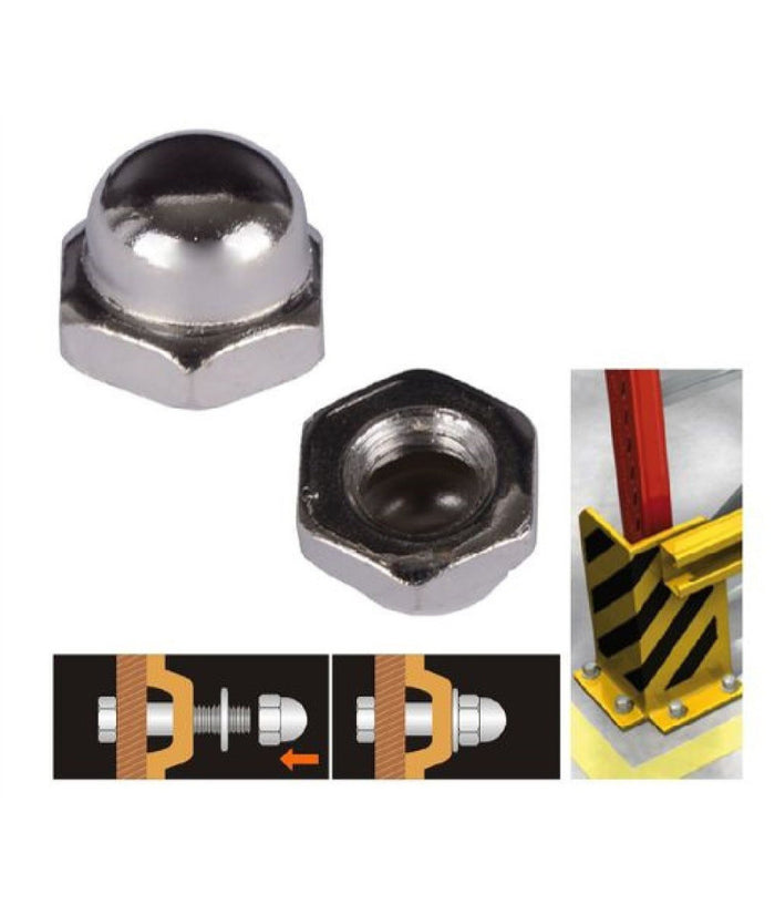 Set 6pz Dado Dadi Ciechi Esagonali M10 Serraggio 10mm Per Chiave Esagonale 94920         