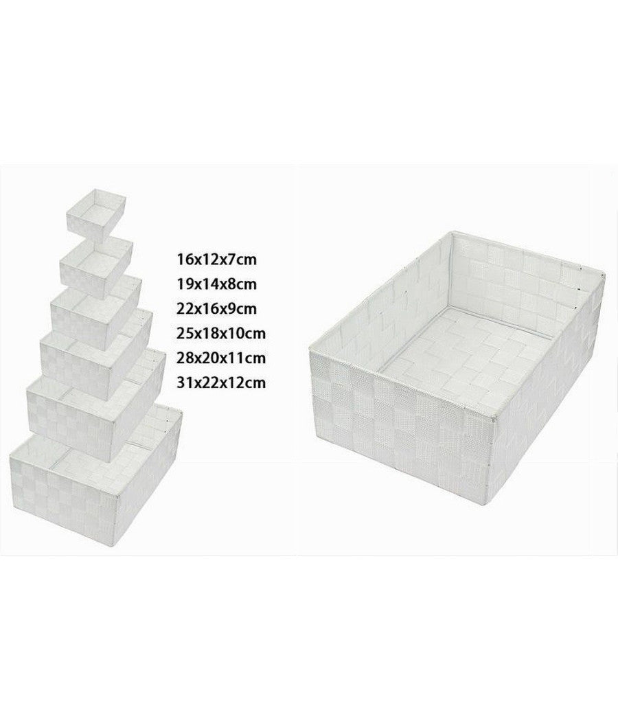 Set 6pz Scatola In Tessuto Organizer Armadio Scaffali Porta Oggetti Bianco 79067         