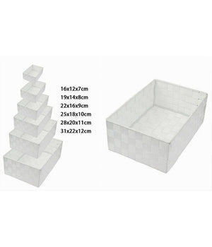 Set 6pz Scatola In Tessuto Organizer Armadio Scaffali Porta Oggetti Bianco 79067         