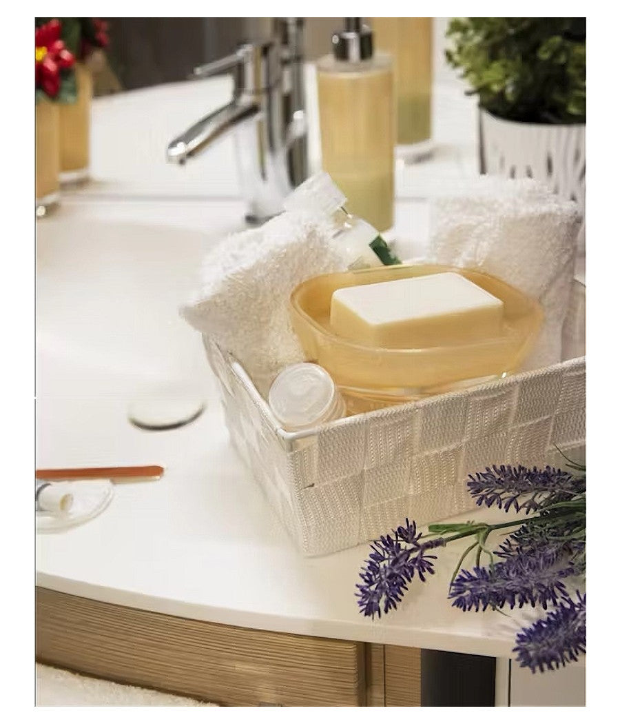 Set 6pz Scatola In Tessuto Organizer Armadio Scaffali Porta Oggetti Bianco 79067         