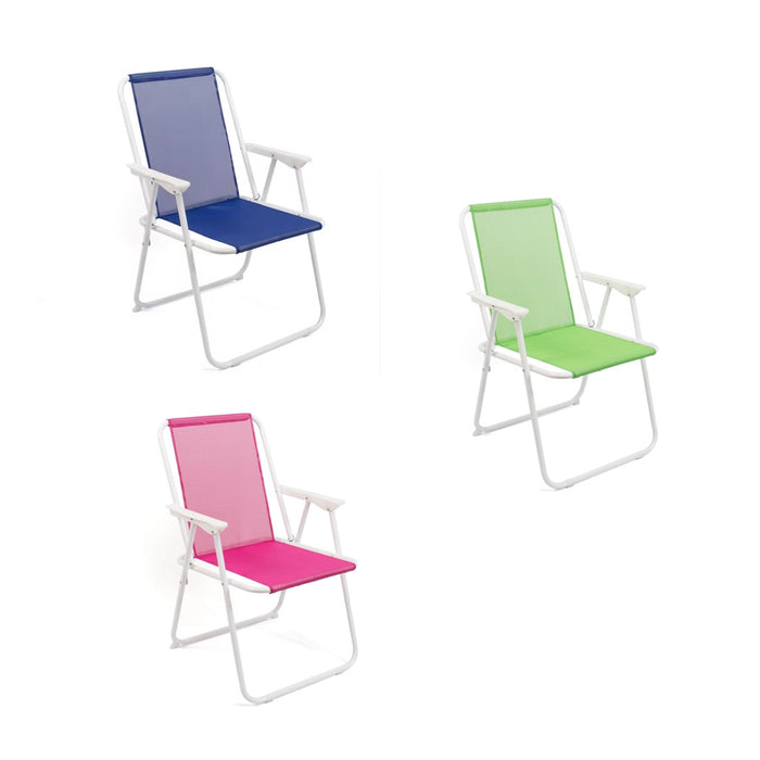 Trade Shop - Set 6pz Sedia Pieghevole Da Mare Spiaggia Campeggio In Metallo Tela Colorata 023282 -        