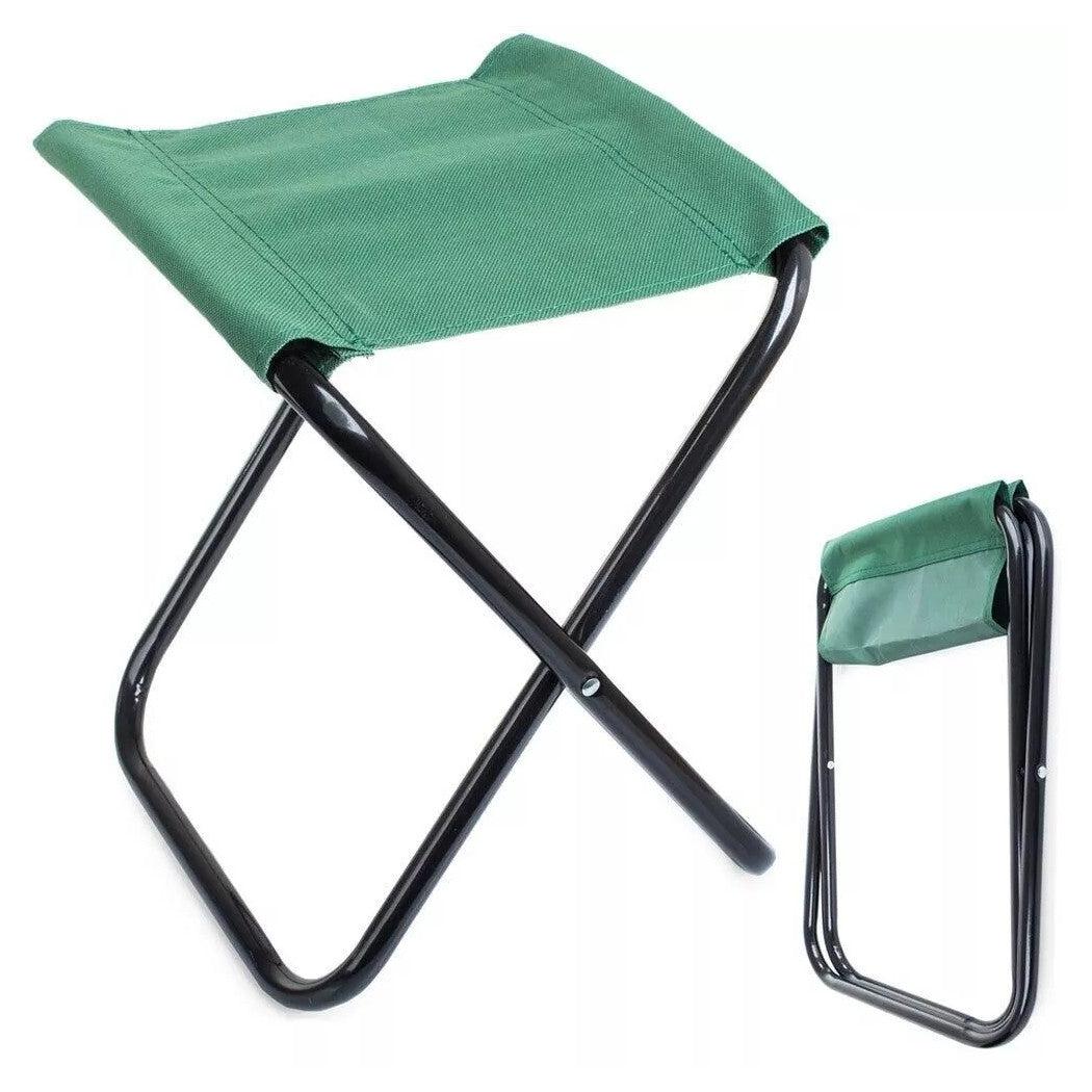 Trade Shop - Set 6pz Sgabello Camping Pesca Mini Sedia Spiaggia Pieghevole In Metallo Tessuto 020227 -        
