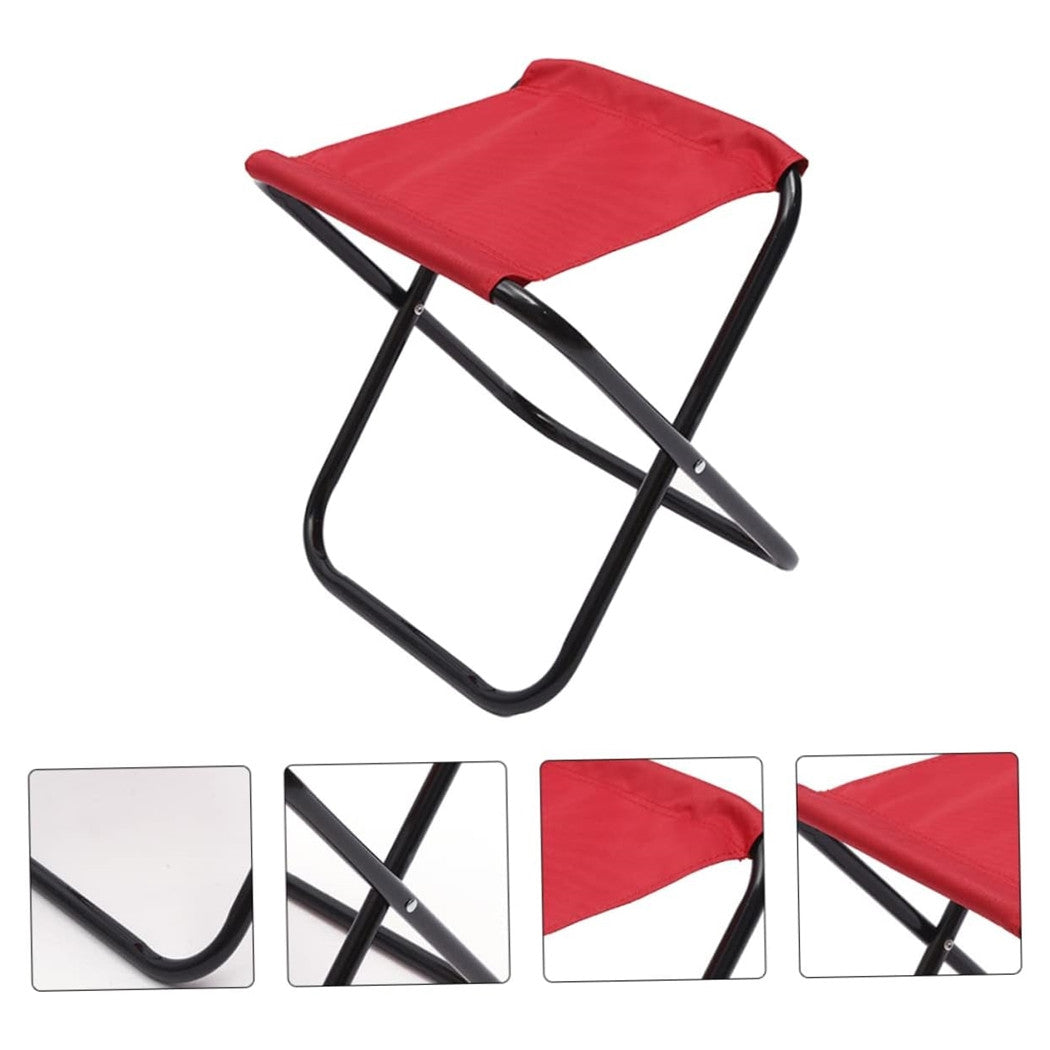 Trade Shop - Set 6pz Sgabello Camping Pesca Mini Sedia Spiaggia Pieghevole In Metallo Tessuto 020227 -        