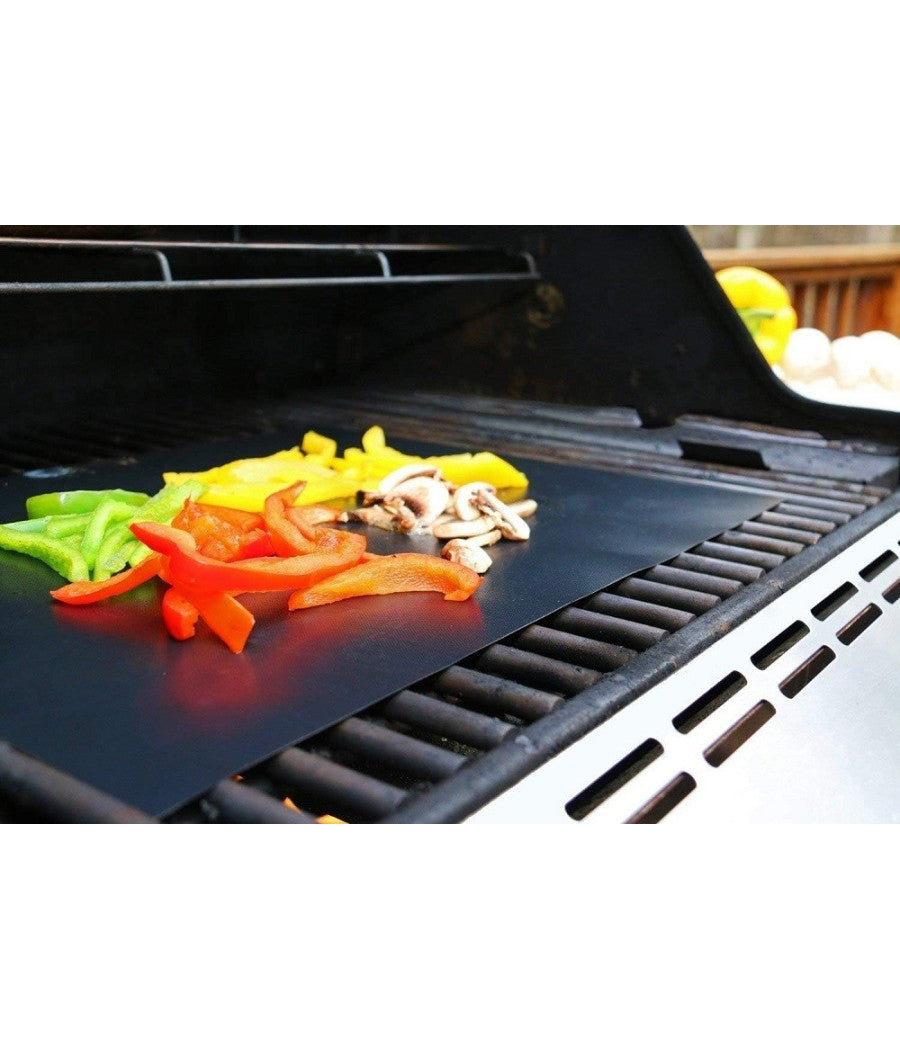 Set 6pz Tappetini In Teflon Per Griglia Barbecue 40x33 Cm Riutilizzabili 7823804         
