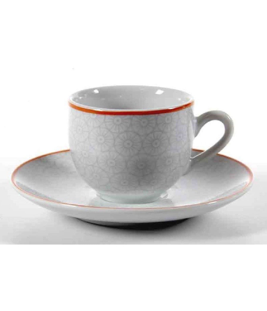 Set 6pz Tazzine Caffè + 6 Piattini Tazzina Classico Moderno Toledo Grigio 720352         