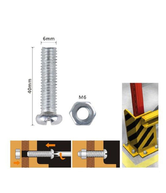 Set 6pz Viti Vite Testa A Croce Tonda 6 X 40mm Con Dadi Dado Esagonale M6 90979         