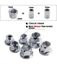 Set 7 Chiave A Cricchetto Reversibile Esagonali 14-19mm 5 Innesti 6-19mm         