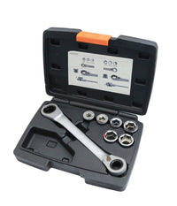 Set 7 Chiave A Cricchetto Reversibile Esagonali 14-19mm 5 Innesti 6-19mm         