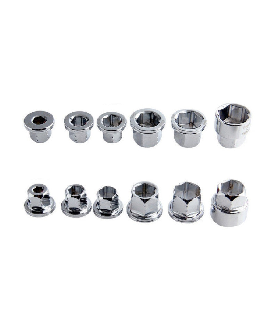 Set 7 Chiave A Cricchetto Reversibile Esagonali 14-19mm 5 Innesti 6-19mm         