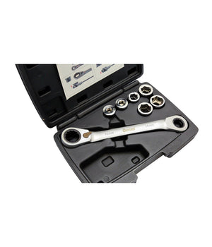 Set 7 Chiave A Cricchetto Reversibile Esagonali 14-19mm 5 Innesti 6-19mm         