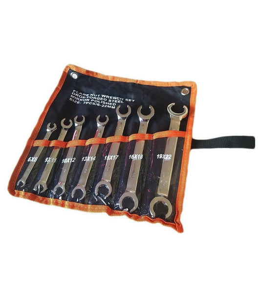 Set 7 Chiavi Aperte Raccordi Dadi Svasati 6x8 9x11 10x12 13x14 15x17 16x18 19x22mm         