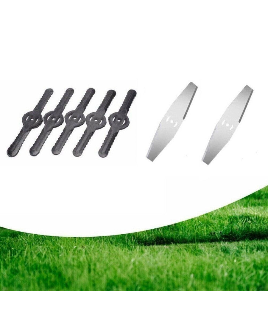 Trade Shop - Set 7 Pz Lame Di Ricambio Per Decespugliatore Tagliaerba A Batteria Art. 07393 -