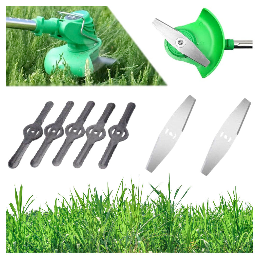 Trade Shop - Set 7 Pz Lame Di Ricambio Per Decespugliatore Tagliaerba A Batteria Art. 07393 -