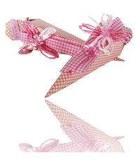 Set 12 Pezzi Bomboniera Cono Scatoline Rosa Pois 4x4x19 Cm Bomboniere         