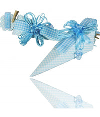 Set 12 Pezzi Bomboniera Cono Scatoline Azzurro Pois 4x4x19 Cm Bomboniere         