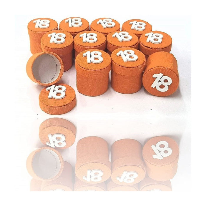 Trade Shop - Set 12 Pezzi Bomboniera Bomboniere Scatolina Arancione 18 Anni Portaconfetti -