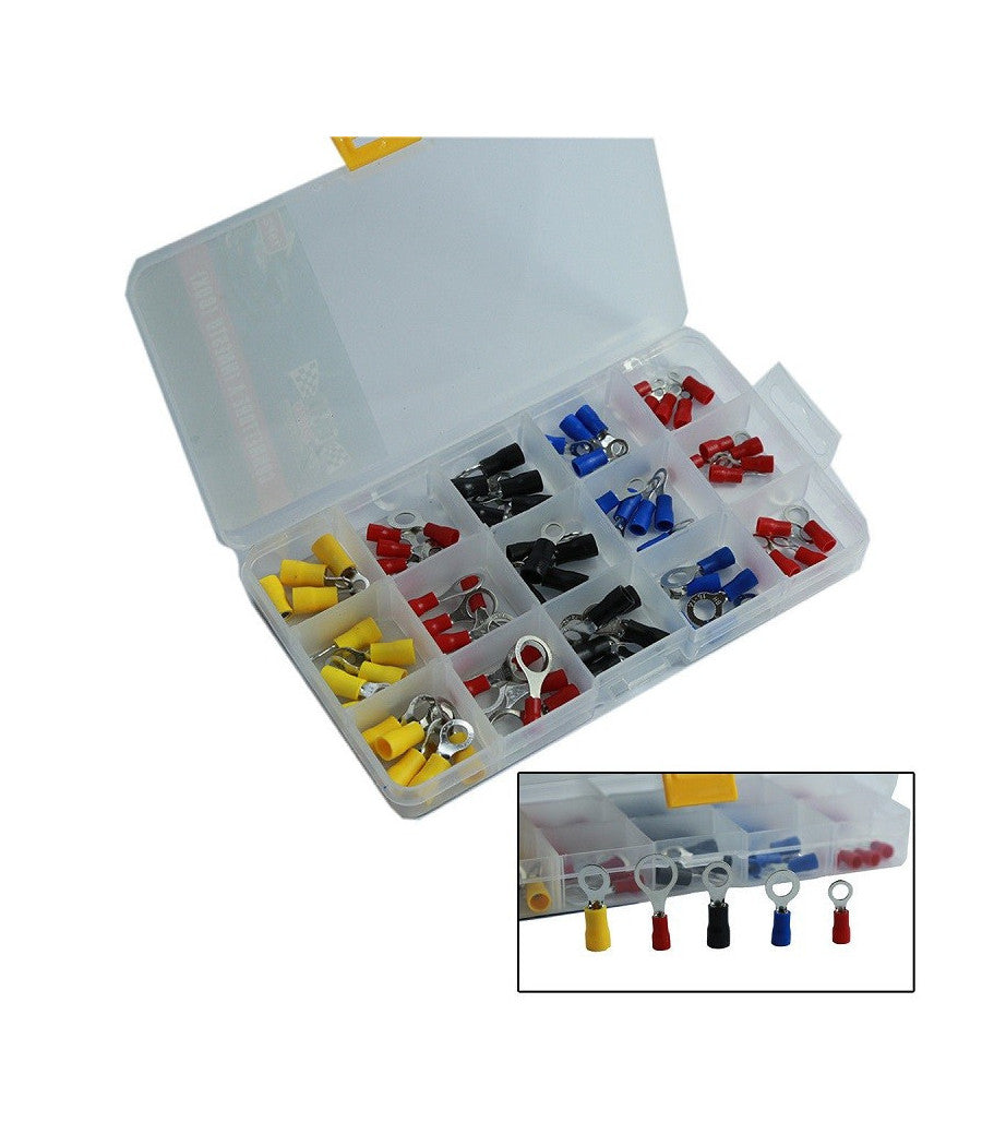 Set 75 Connettori Tondi A Innesto Terminali Elettrici Preisolati 75 Pz         