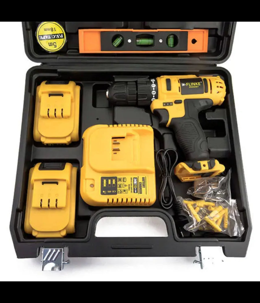 Set 78 Pz Trapano Avvitatore A Batteria 24v Litio Ricaricabile Accessori Valigia         