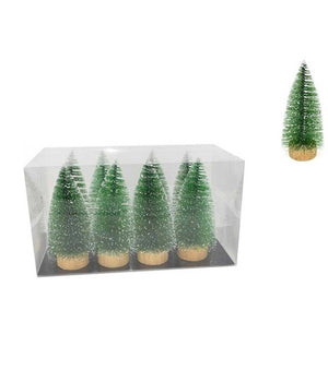 Set 8 Alberelli Innevati Mini Albero Di Natale 16cm Decorazioni Addobbi Natalizi         