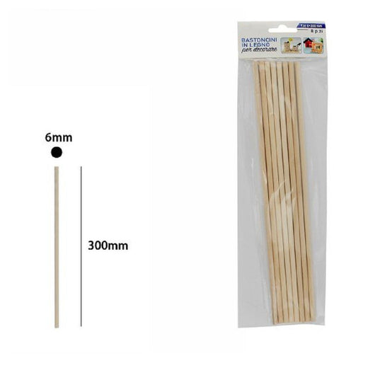 Trade Shop - Set 8 Bastoncini In Legno Lavoretti Attività Creative Stecchette 6x300 Mm 53873a -
