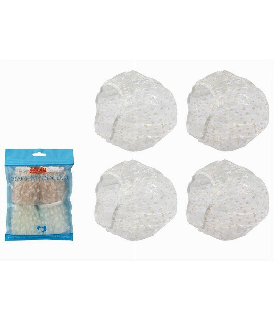 Set 8 Pz Cuffia Per Doccia Bagno Elastico Fantasia A Pois Protegge Capelli 79525         