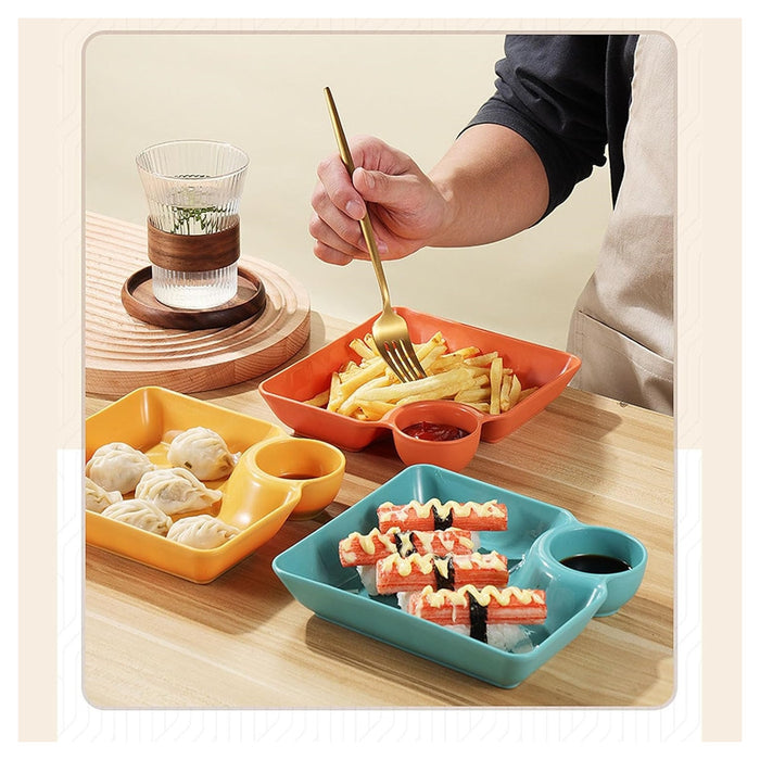 Trade Shop - Set 8pz Piatto Da Portata Multifunzione Per Salse Ciotola Immersione Per Snack Feste -