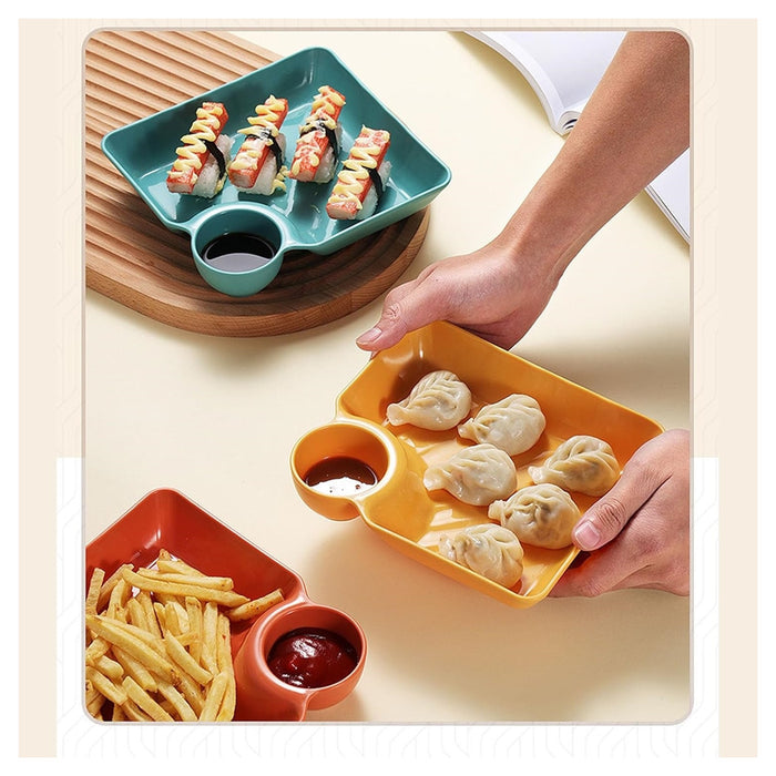 Trade Shop - Set 8pz Piatto Da Portata Multifunzione Per Salse Ciotola Immersione Per Snack Feste -