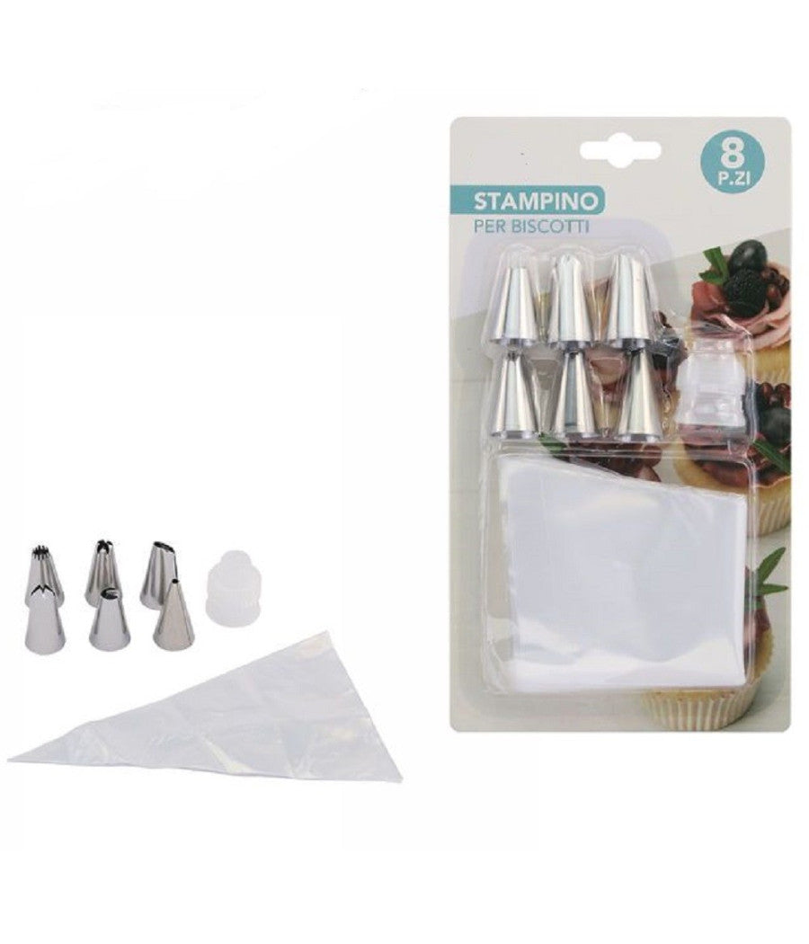 Set 8pz Sac A Poche Siringa Tasca Dolci Pasticceria Sacchetto Con Beccucci 74144         