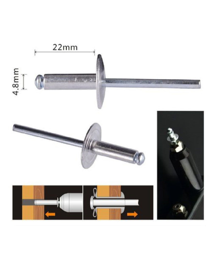 Set 9 Pezzi Rivetti Rivetto 4.8 X 22 Mm Accessori Per Bricolage Ferramenta 94984         