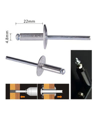 Set 9 Pezzi Rivetti Rivetto 4.8 X 22 Mm Accessori Per Bricolage Ferramenta 94984         