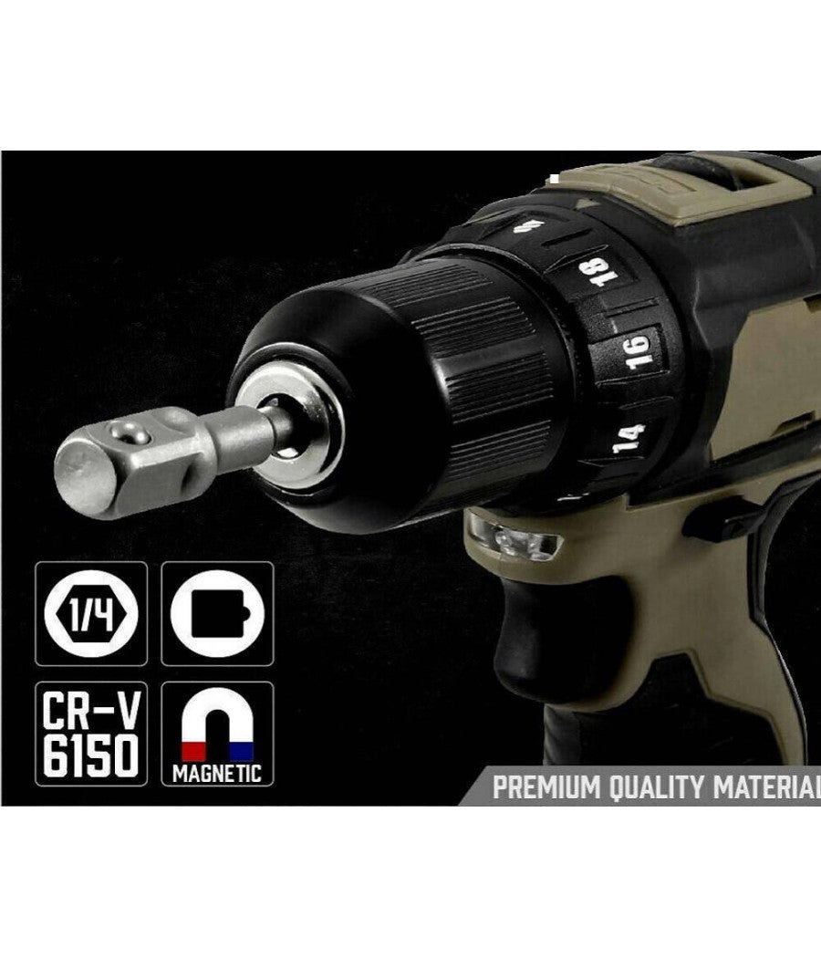 Set 9 Pz Adattatori Per Bussola 1/4" 3/8" 1/2" Per Avvitatore Trapano Sdy-96032         