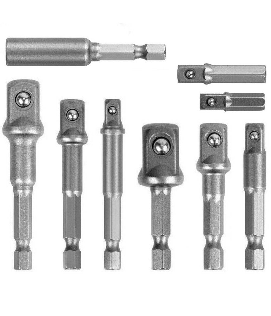 Set 9 Pz Adattatori Per Bussola 1/4" 3/8" 1/2" Per Avvitatore Trapano Sdy-96032         