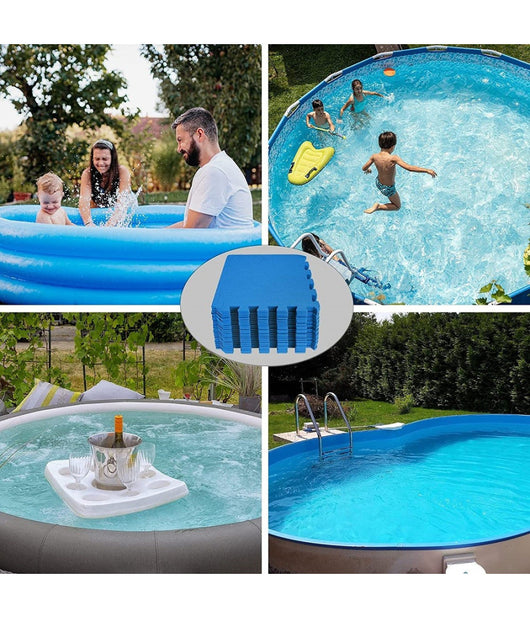 Set 9 Pz Piastrella Blu 30x30x1 Cm Morbido Puzzle Eva Piscina Protezione 980180         