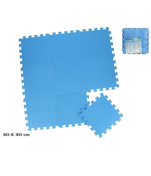 Set 9 Pz Piastrella Blu 30x30x1 Cm Morbido Puzzle Eva Piscina Protezione 980180         