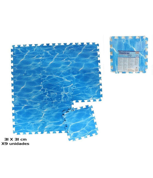 Set 9 Pz Piastrella Design Acqua 31x31x1cm Puzzle Eva Piscina Protezione 980197         