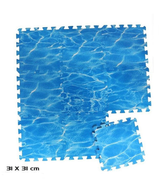 Set 9 Pz Piastrella Design Acqua 31x31x1cm Puzzle Eva Piscina Protezione 980197         