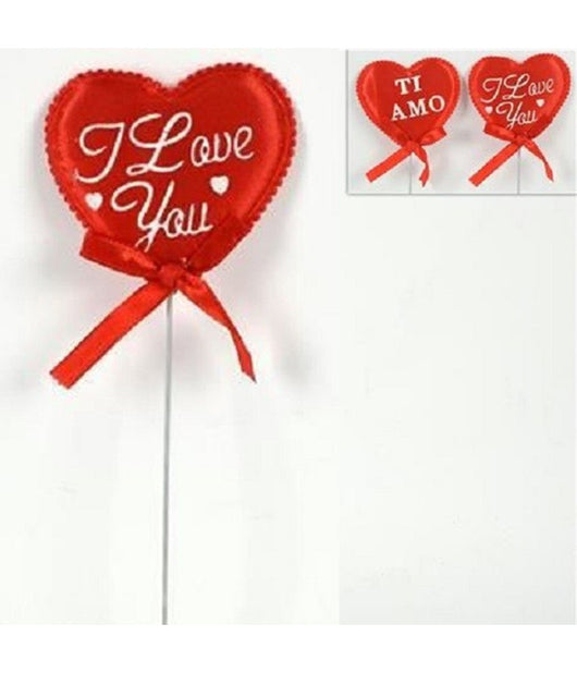 Set 9 Spilloni Cuori Con Fiocco I Love You Ti Amo Dedica San Valentino 6,5x19x1         