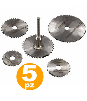 Set Accesori 5 Dischi Hss Dentati Per Mini Trapano Dremel 2000 Rpm Per Legno         